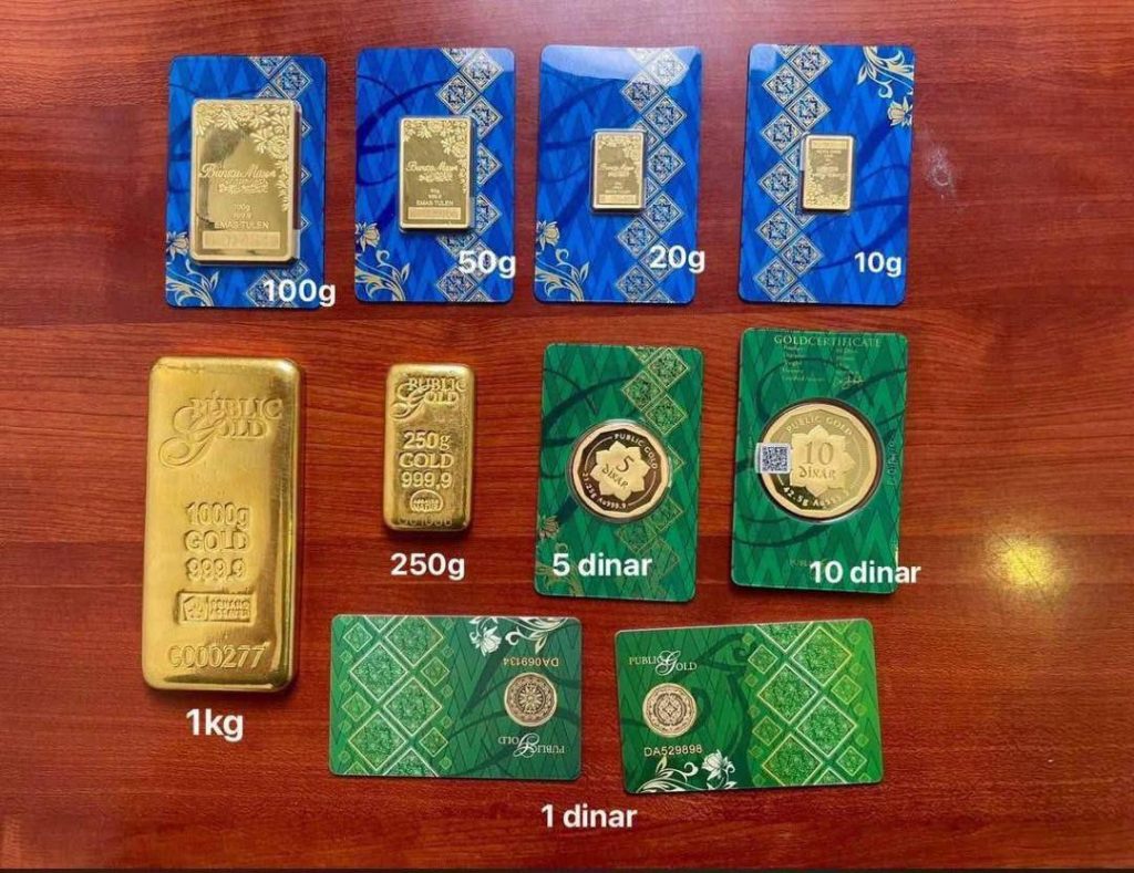 Pelbagai Jongkong Emas DInar dan Goldbar